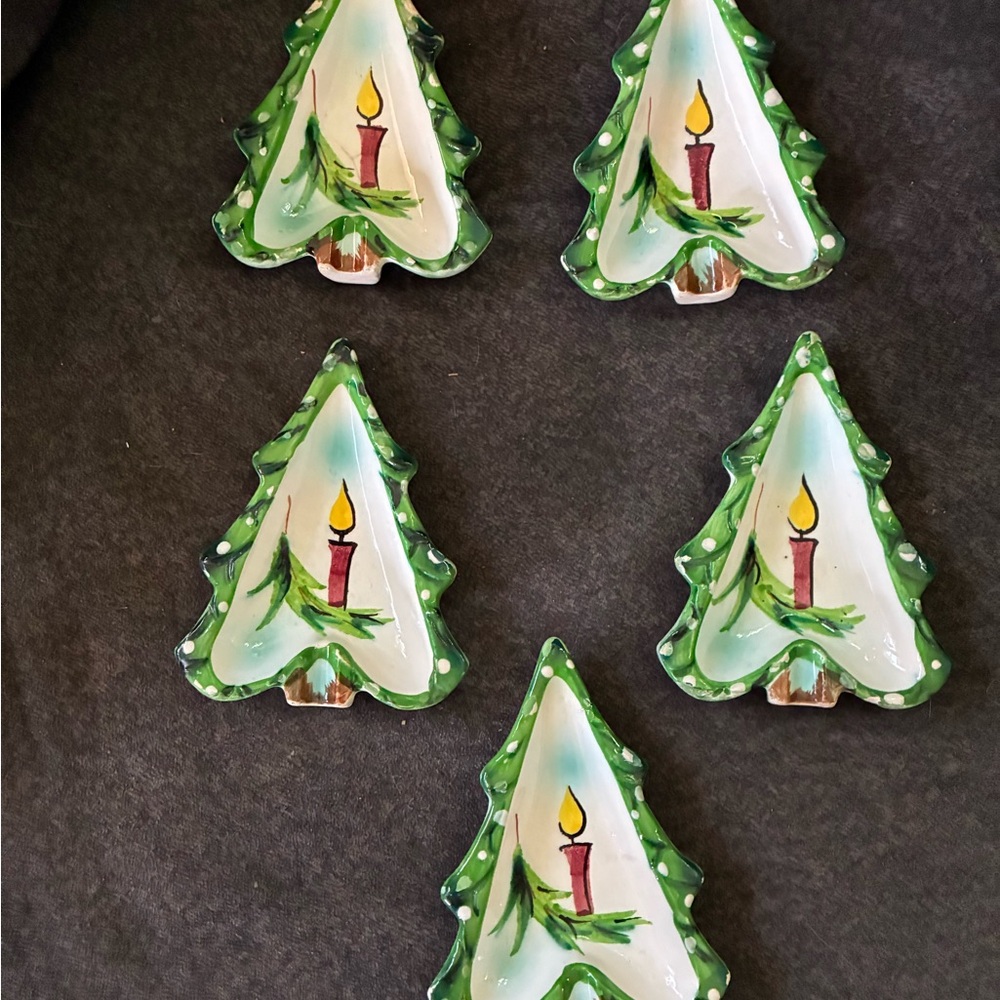 Set of 5 Holt Howard 1959 Christmas Tree dishes